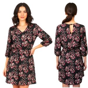 19 COOPER Paintbrush Print Blouson Knee-length Dress - Size S